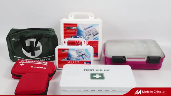 Mini CE FDA ISO Aprobado Plástico Nivel médico Supervivencia Primeros auxilios Caja Kits Proveedor de productos para el hogar Coche Auto Viajes Familia al aire libre